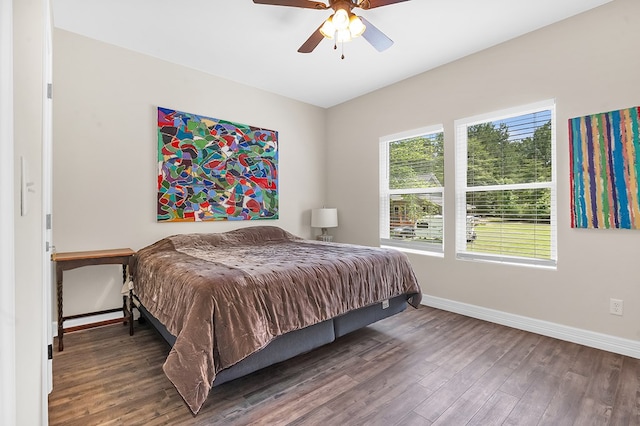 140 Spruce Ln, Brookeland, TX 75931 - bedroom featuring wood finished floors and a ceiling fan
