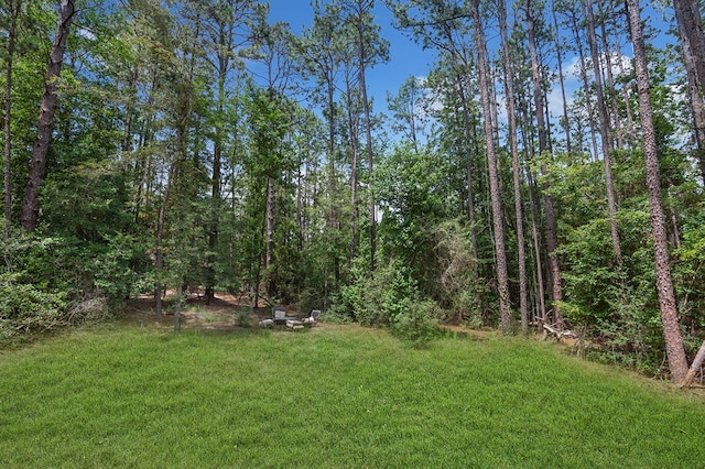 140 Spruce Ln, Brookeland, TX 75931 - view of grassy yard featuring a wooded view
