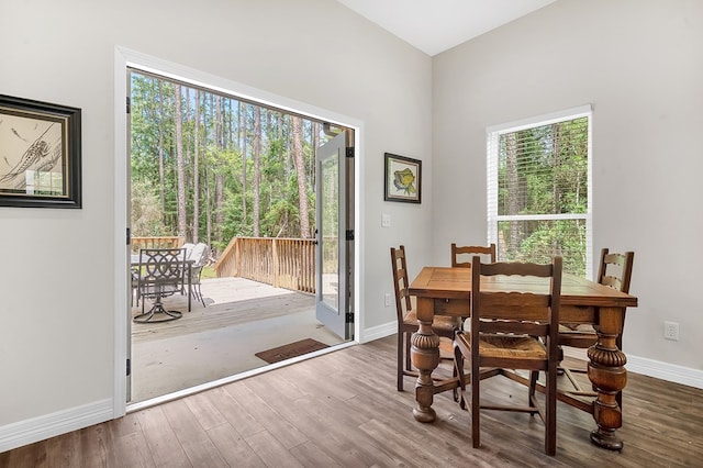 140 Spruce Ln, Brookeland, TX 75931 - dining space with wood finished floors and baseboards