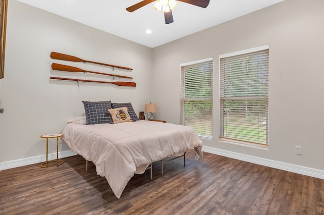 140 Spruce Ln, Brookeland, TX 75931 - bedroom featuring wood finished floors and ceiling fan