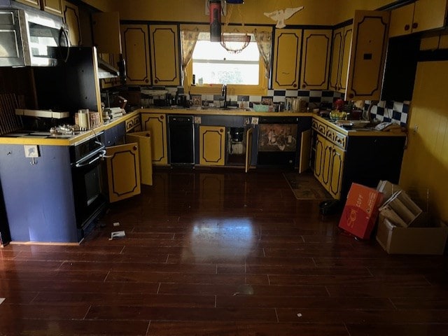 kitchen with sink and dark hardwood / wood-style floors