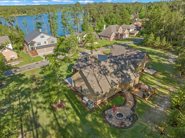 185 Ashley Dr, Brookeland, TX 75931 - aerial view of residential area featuring a nearby body of water and a forest