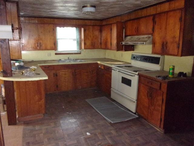 kitchen featuring electric range and sink