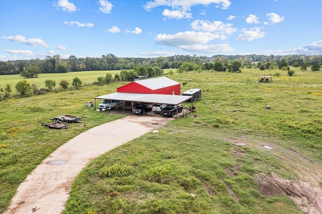 aerial view with a rural view