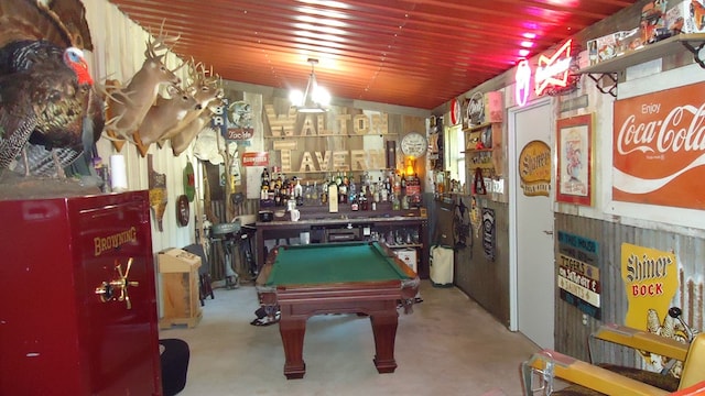 playroom with concrete flooring and pool table