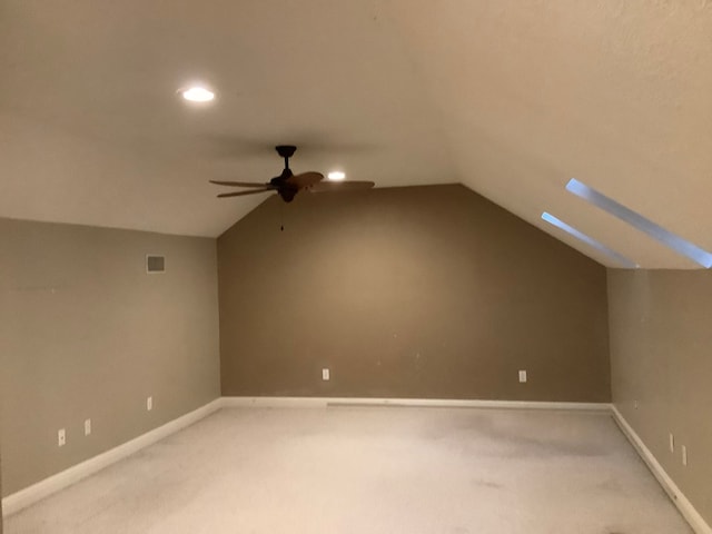 810 Denton Dr, Jasper, TX 75951 - bonus room with ceiling fan, light carpet, lofted ceiling, and recessed lighting