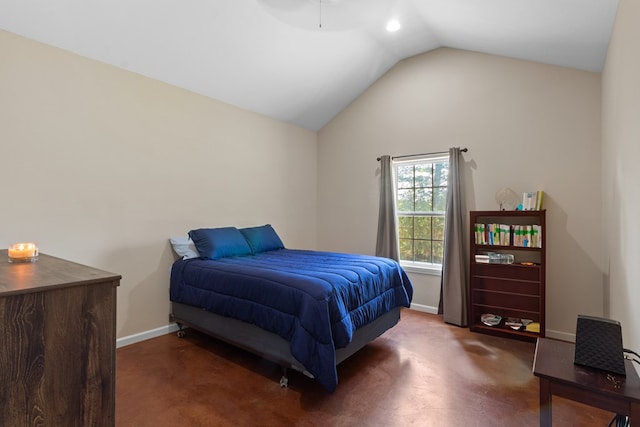 182 Post Oak Ln, Brookeland, TX 75931 - carpeted bedroom with lofted ceiling and baseboards