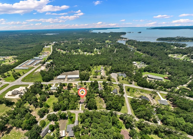 182 Post Oak Ln, Brookeland, TX 75931 - aerial overview of property's location with a large body of water and a heavily wooded area