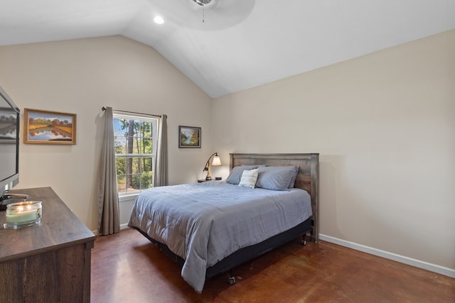182 Post Oak Ln, Brookeland, TX 75931 - bedroom featuring lofted ceiling and baseboards