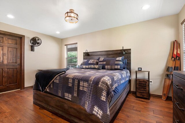 388 County Road 5597, Etoile, TX 75944 - bedroom with hardwood / wood-style flooring, recessed lighting, and baseboards