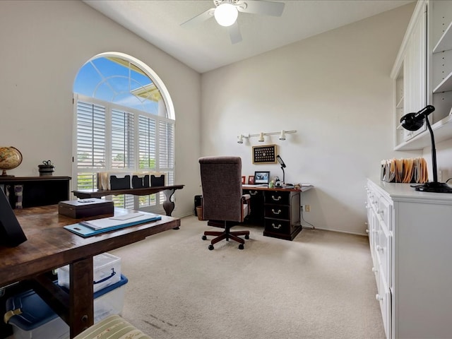 325 Evans Gann Rd, Lufkin, TX 75904 - office space featuring light colored carpet, lofted ceiling, and ceiling fan