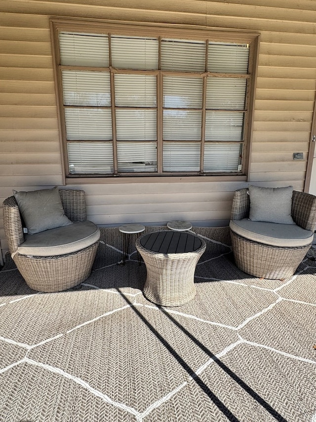 details featuring log veneer siding