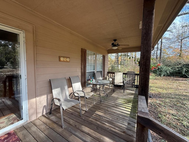 deck featuring ceiling fan