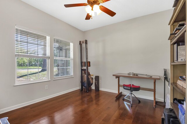 346 Northview Dr, Brookeland, TX 75931 - office space with wood finished floors and a ceiling fan