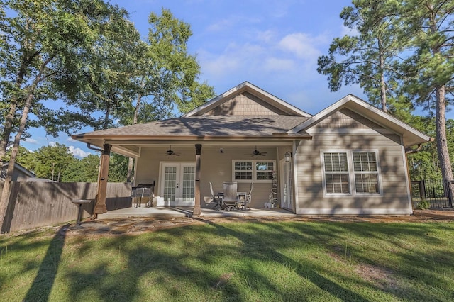 346 Northview Dr, Brookeland, TX 75931 - back of property with french doors, ceiling fan, and a patio