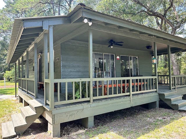 view of property exterior with ceiling fan