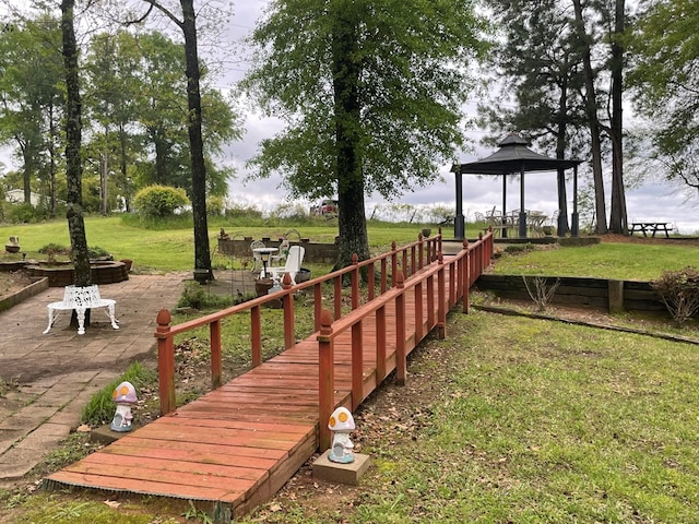 view of yard with a gazebo and a patio area