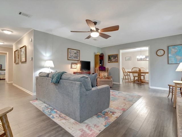 2600 Dogwood St, Nacogdoches, TX 75965 - living room featuring ceiling fan and wood finished floors