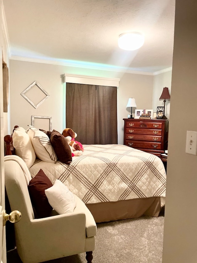 701 Shady Ln, Diboll, TX 75941 - bedroom featuring ornamental molding and carpet floors