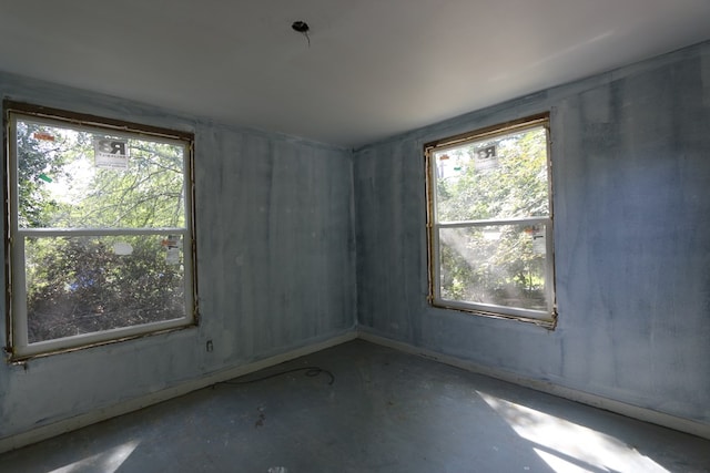 empty room with concrete flooring and a wealth of natural light