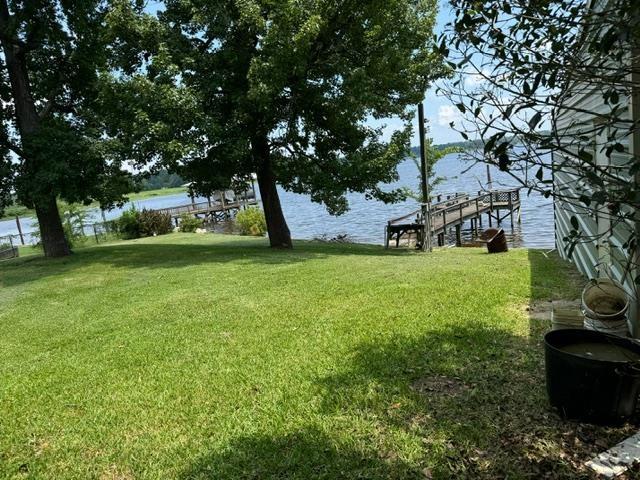 view of yard with a water view