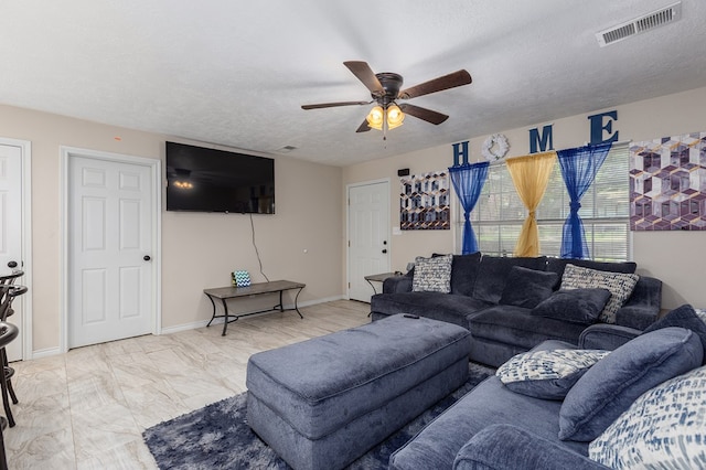 225 Jerri St, Lufkin, TX 75901 - living area with ceiling fan and a textured ceiling