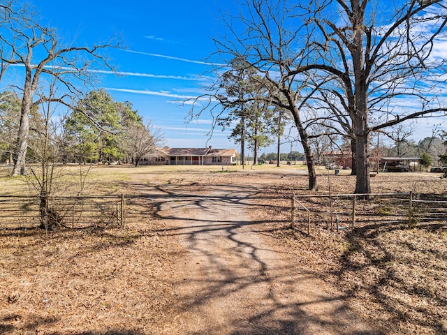 view of road with a rural view