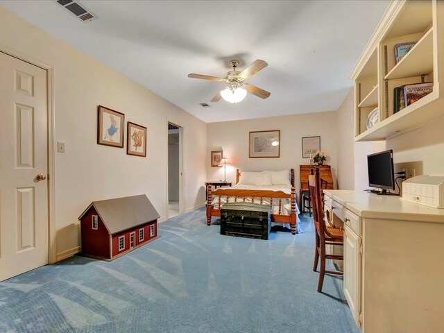 2211 Copeland St, Lufkin, TX 75904 - carpeted bedroom featuring baseboards, visible vents, and a ceiling fan