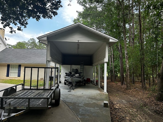 view of parking featuring a carport