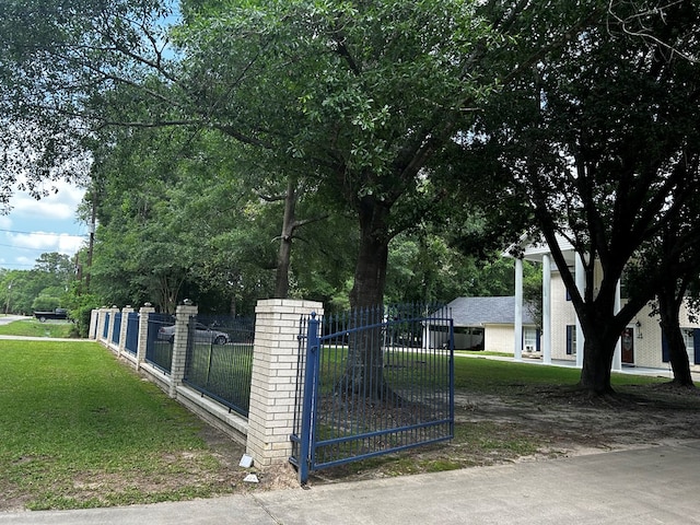 view of gate with a yard