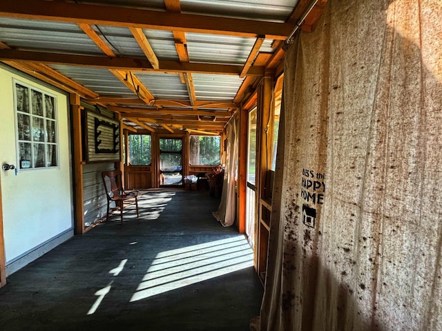 view of unfurnished sunroom