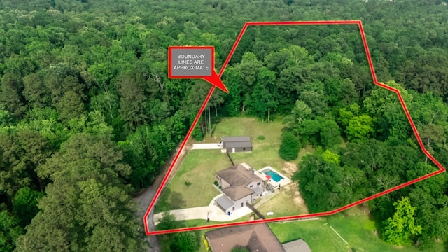 aerial view with a forest view
