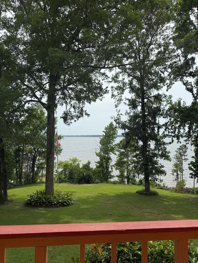 183 Holly Cir, Etoile, TX 75944 - view of green lawn featuring a water view