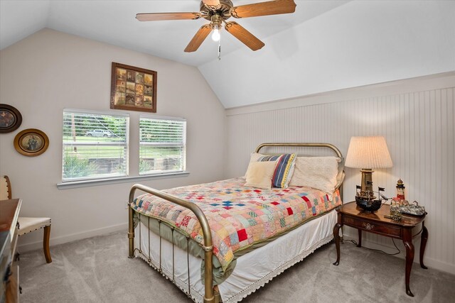 183 Holly Cir, Etoile, TX 75944 - carpeted bedroom featuring lofted ceiling, baseboards, and ceiling fan