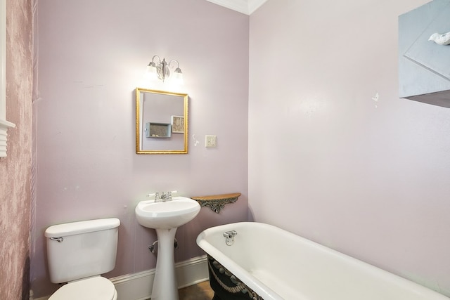 bathroom with a tub and toilet