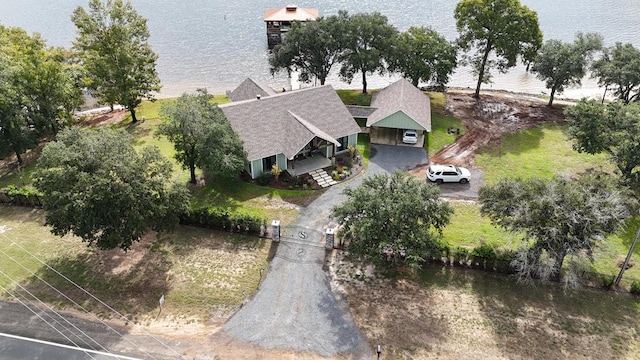 bird's eye view featuring a water view