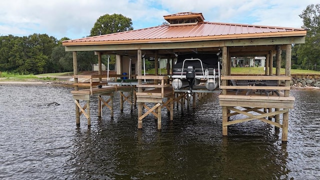 view of dock featuring a water view