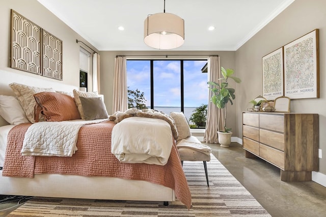 bedroom featuring ornamental molding