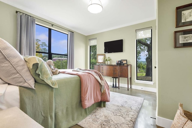 bedroom featuring ornamental molding