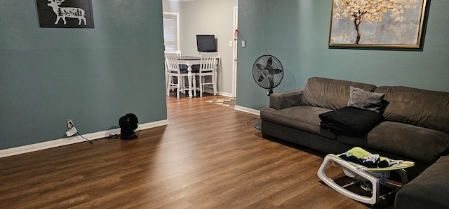 living room with hardwood / wood-style floors