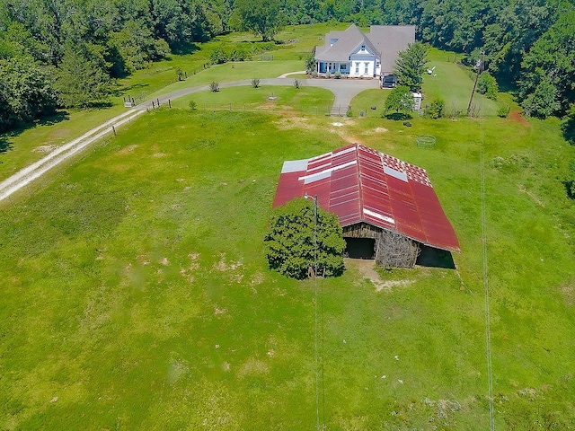 aerial view featuring a rural view