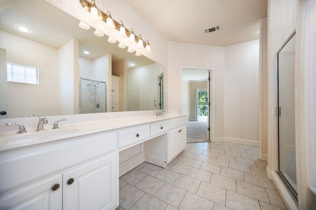 120 Shady Springs Bnd, Lufkin, TX 75901 - full bathroom with double vanity, a shower stall, and tile patterned flooring