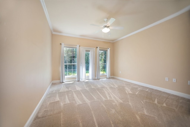 120 Shady Springs Bnd, Lufkin, TX 75901 - empty room with crown molding, ceiling fan, and light carpet