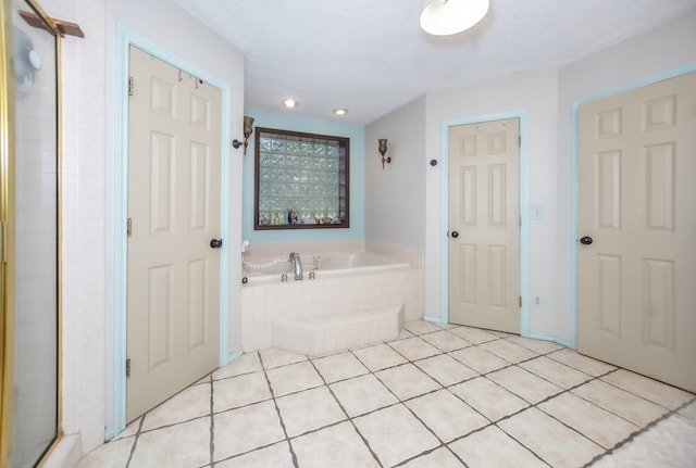 310 Karen Dr, Lufkin, TX 75904 - full bath with a bath, a shower with door, and tile patterned flooring