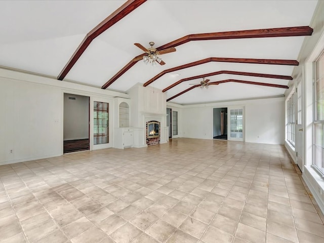200 Platt Rd, Lufkin, TX 75904 - unfurnished living room featuring ceiling fan and a glass covered fireplace