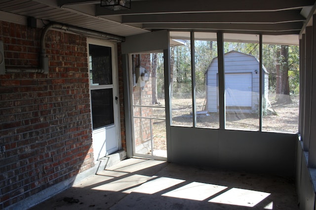 view of unfurnished sunroom