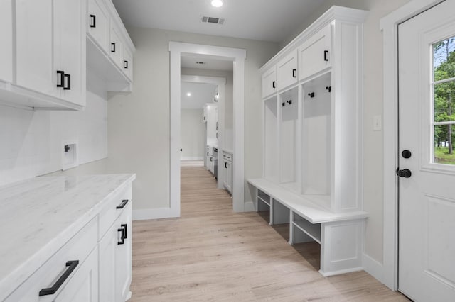 mudroom featuring light hardwood / wood-style floors