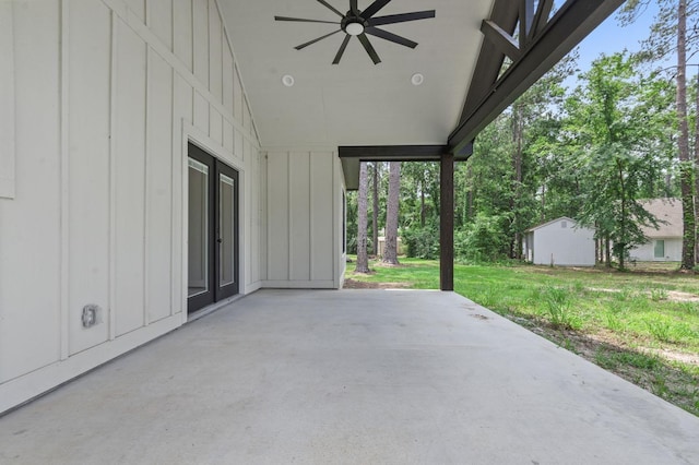 view of patio / terrace featuring ceiling fan