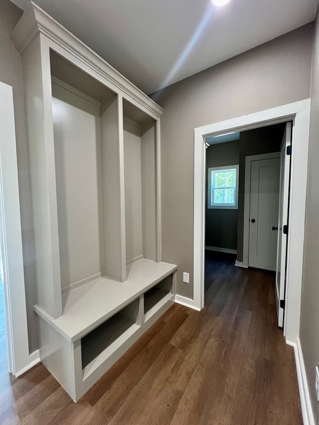 105 Cooper Rd, Zavalla, TX 75980 - mudroom featuring dark wood-style flooring and baseboards