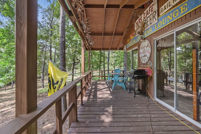 deck featuring area for grilling